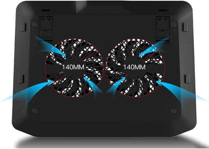 Laptop Cooling Pad Up to 17.3 Inch RGB Laptop Cooler Pad with 2 Cooling Fans Laptop Cooling Stand with 6 Height Adjustable Laptop Fan Two 3.0 USB Ports