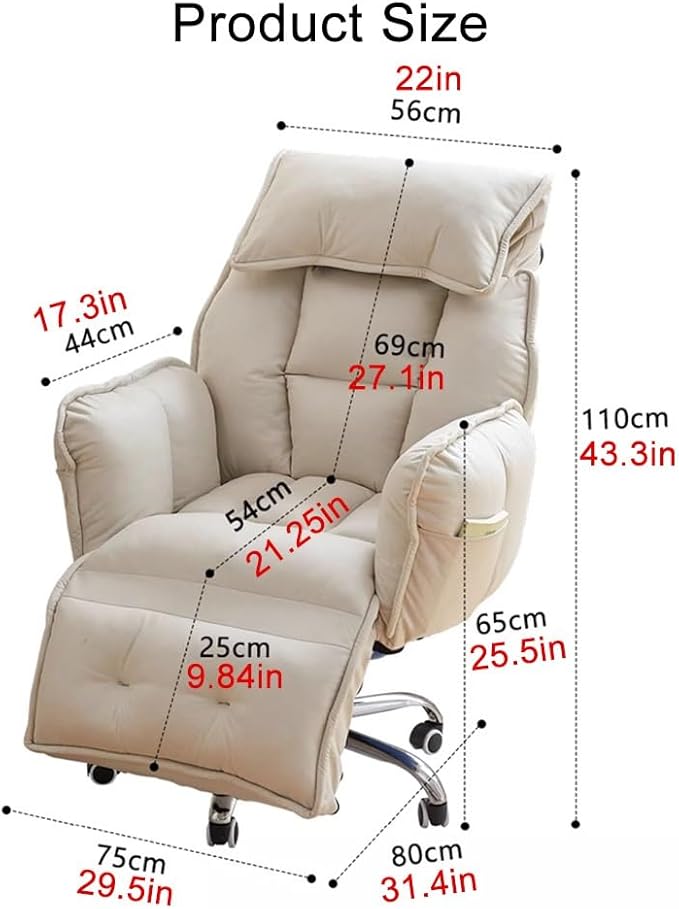 YCKEGEW Lift Chair Recliners Gaming Chair with Footrest Lazy Sofa Chair Ergonomic Study Chair Home Office Desk Chairs with Steel Base and Wheels 360° Swivel Computer Chair(Dark Grey)