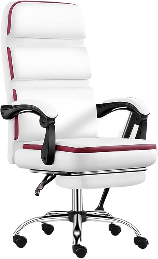White Swivel Chair Work Chair Computer Chair Home Waist Office Chair Study Room Gaming Chair Game Lift Backrest Boss Seat (Color:Default)