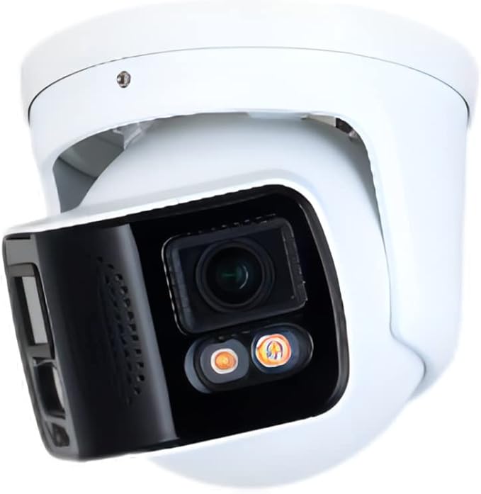 EmpireTech Security Wired Camera Outdoor 4K Full-Color 2×4MP Dual-Lens 1/1.8 CMOS Smart Splicing IP POE Camera Outputs 180° Wide Angle Two-Way Talk IPC-Color4K-T180 (White)