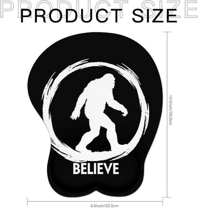 Mousepad Believe Bigfoot Sasquatch Ergonomic Wrist Support Non-Slip Base Mouse Mat with Wrist Rest Computer Mousemat for Desk Work Accessories Pad
