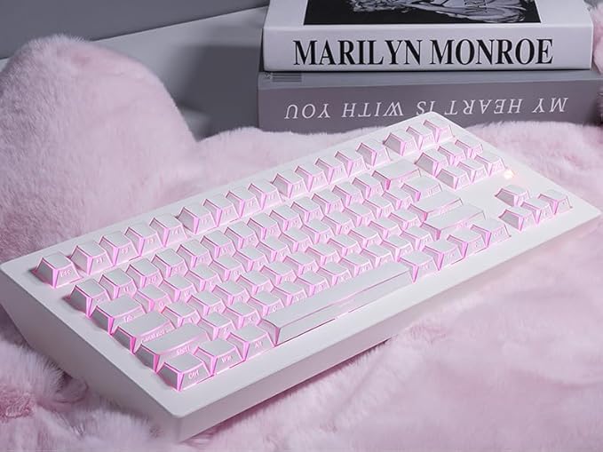 ZORNHER CG870 Wireless Mechanical Keyboard80% White Gaming Keyboard Creamy KeyboardShine Though Double Shot KeycapsCreamy Sounding Linear SwitchesHot-Swappable