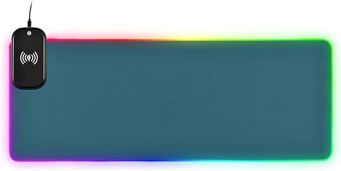 Blue Dark Mouse Pad Gaming Mousepad Non Slip Desk Mat Wireless Charging Keyboard Pad Mats RGB Computer Mouse Pads for Desktop Office Home 35.4 x 15.7 in
