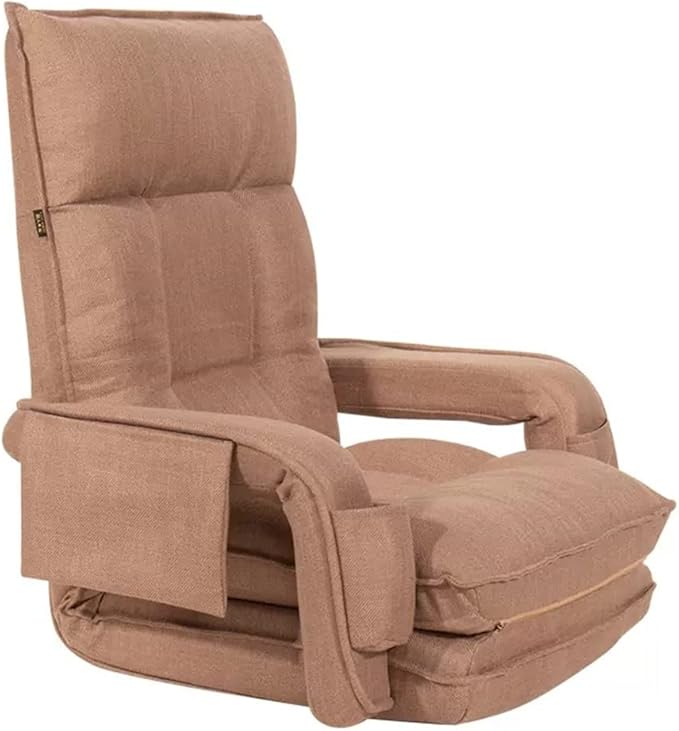 YCKEGEW Folding Lazy Floor Sofa Sleeper Chair Lounge Seat with Side Storage42-Position Adjustable Reading Chair for Kids AdultFloor Sofa BedLoading 330LB (Color : Brown)