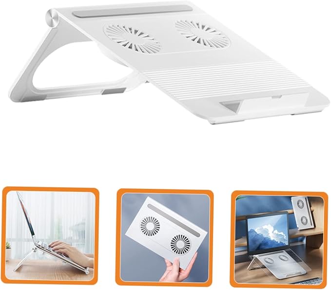 DOITOOL Ergonomic Stand Fan 2-Fan Cooling Pad Portable Radiator for Laptops and Adjustable Height