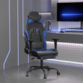 SKM Massage Gaming Chair with Footrest Black&ampBlue Faux Leather (16.4 KG/36.08 LBS)
