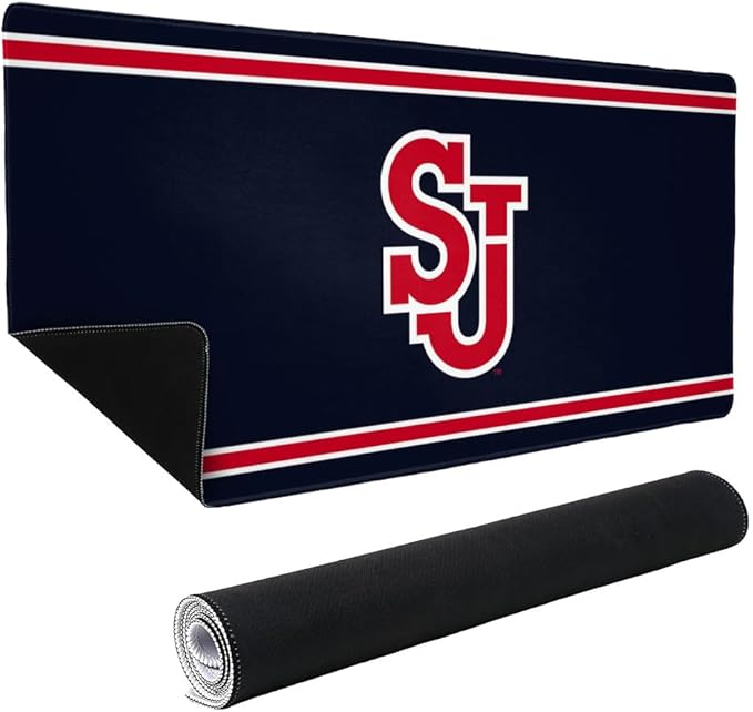 St Johns University Red Storm Primary Logo Stripes Large Gaming Mouse Pad Desk Mat with Stitched Edges Non-Slip Base for Gamer Home and Office 31.5 x 15.7