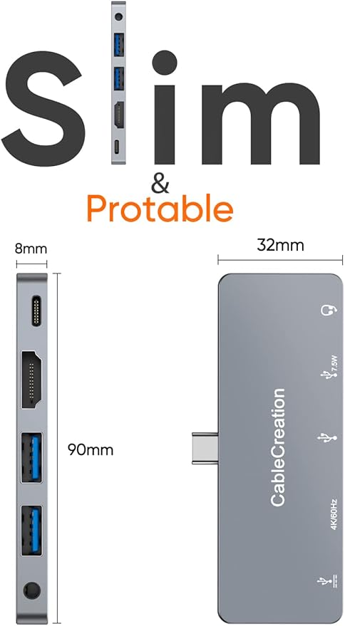 iPad Pro USB C Hub CableCreation 5 in 1 Microsoft Surface USB C Hub Adapter with 4K HDMI 3.5mm Headphone Jack USBC 100W PD Charging 5Gbps USB iPad Headphone Adapter Multiport for iPad