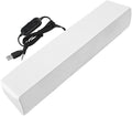 USB Speaker Bar Computer Speaker for Desktop Laptop PC Speaker Small Soundbar with AUX/USB Connection Portable Mini Sound Bar(White)