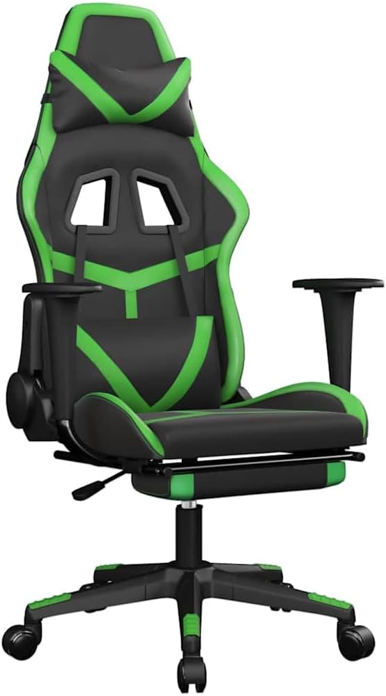 Ergonomic Gaming Chair with Adjustable Height Lumbar Support Swivel Function Footrest for Office Desk Game Room