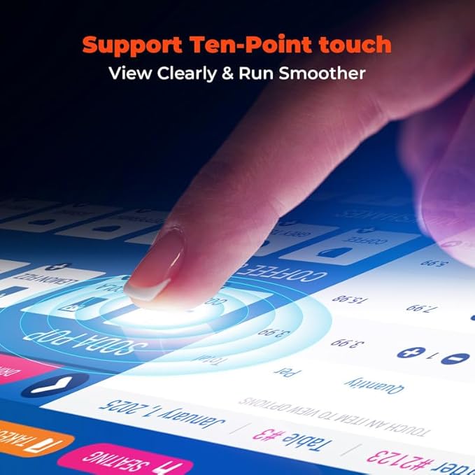 MUNBYN 17-inch POS-Touch-Screen-Monitor POS-System-for-Small-Business Multi-Touch Monitor 400 nits True Flat Seamless Capacitive LED VGA/HDMI Input for Office POS Restaurant No Driver Required