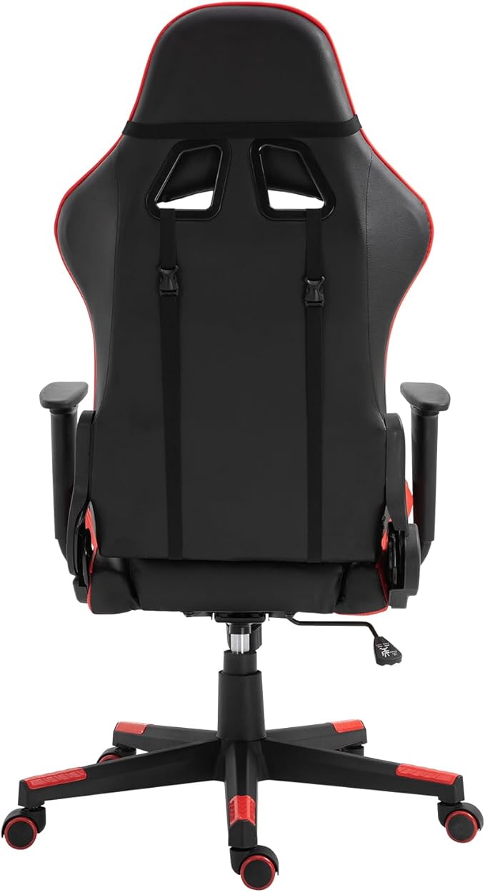 DIKEP Computer Gaming Desk Chair Video Game Chair with Footrest and Lumbar Support PU Leather High-Back Recliner Headrest and Height Adjustable w/ 360° Swivel Seat for Office and Home - Black &amp