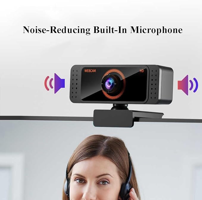 GIZNXBA Webcam 1080P with Microphone for PC/Laptop USB Computer Camera Plug &amp Play with 90° Wide-Angle Lens for Video Calls Live Streaming Gaming &amp Online Meetings