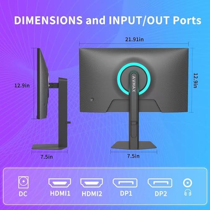 AVMAX 24.5 Inch Gaming Monitor 320Hz/300Hz/240HzFHD1920X1080 Fast IPSAdaptive FreeSync90% DCI-P3HDR400 SupportErgoStand 2XDP1.4&amp2XHDMI2.1M253B