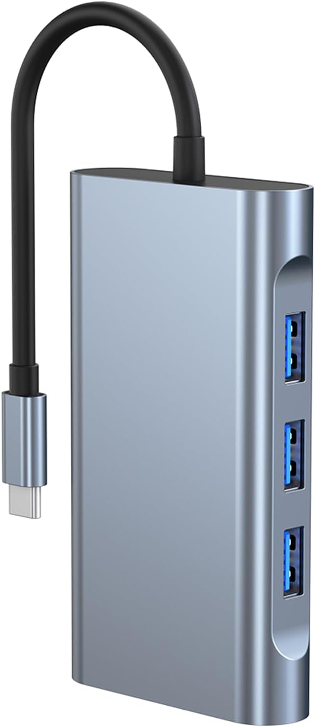 USB C to Dual HDMI Docking Station Type C Multiport Adapter with Dual HDMI(4K@30Hz)1080P VGARJ45100W PD USB3.02 USB2.0 8 in 1 Hub for Dell HP MacBook Laptop (8 in 1 2HDMI+VGA)