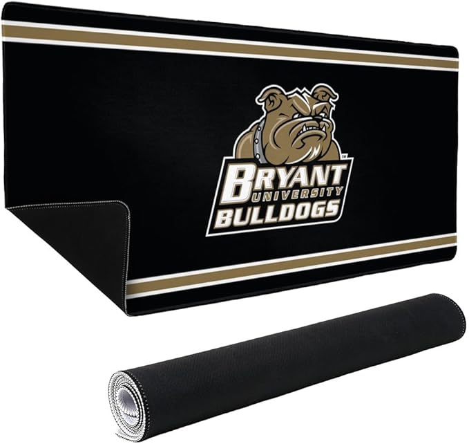 Bryant University Bulldogs Primary Logo Stripes Large Gaming Mouse Pad Desk Mat with Stitched Edges Non-Slip Base for Gamer Home and Office 31.5 x 15.7