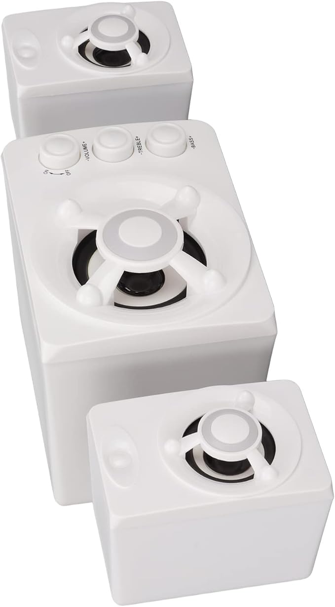 Wired Subwoofer Speakers Plug Play 2.1 USB Powered Stereo Multimedia Speaker with RGB LED Light for PC Laptop 3 Volume Control Knobs (New Version of White)
