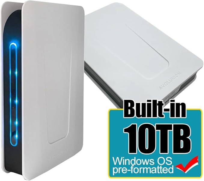 Avolusion PRO-T5 Series USB 3.0 External Hard Drive for WindowsOS Desktop PC/Laptop (White) - 2 Year Warranty (10TB) (Renewed)