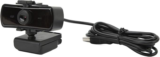 USB Computer Camera with Built - in Microphone 2K HD Video Call Lens Protection Cover - Plug and Play Wide Angle View Ideal for Remote Work and Streaming