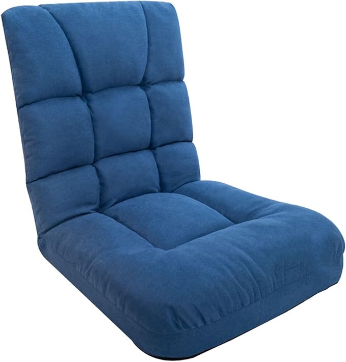 Floor Chair Gaming Floor Seat for Living Room Adjustable Backrest with Cotton Linen Cover for Balcony Reading Bedroom Study Room(Blue)