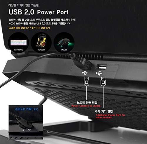 ABKO NCORE NC30 Laptop Cooling Pad Blue LED Cooling Fan Quad Fan LCD Display Fan Controller USB Powered Up to 17 Inch Non Slip Pad Black Mesh