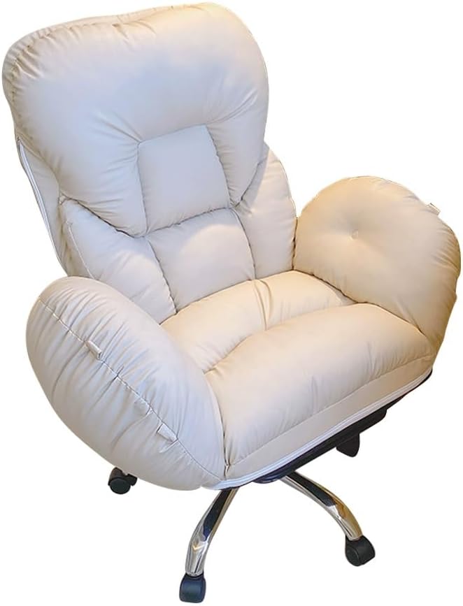 YCKEGEW Gaming Chair Recliner for Adult Home Office Desk Chair with Wheels and Adjustable Backrest Recliner Chair Bedroom Armchair Lounge Ergonomics Computer Chair(BeigeWithout)