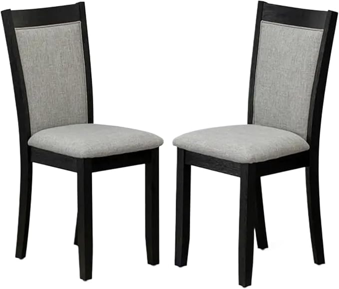 Adjustable Office Computer Chair with Armrest 1pcs Linen Fabric Padded Solid Wood Back Dining Chairs Wirebrushed Black