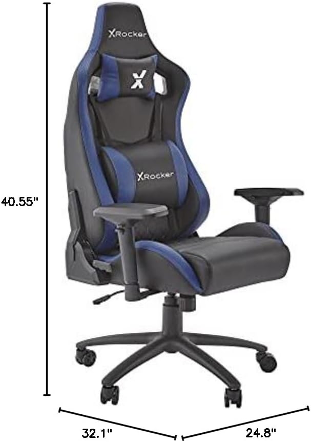 X Rocker CXR3 2.1 Dual Audio LED Gaming Chair with Flip-Up Arms Integrated 2.1 Audio System Bluetooth Wireless 5134201 32.1 x 24.8 x 40.55 Black and Teal