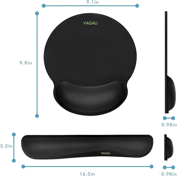 Ergonomic Mouse Pad with Wrist Rest Premium Memory Foam Keyboard and Mouse Wrist Rest Pads Set- for Comfortable Typing &ampWrist Pain Relief (Pack of 4)