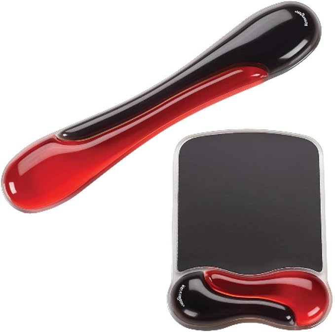 Kensington Duo Gel Mouse &amp Keyboard Wrist Rest Bundle Set Ergonomic Keyboard and Mouse Pad With Wrist Support Keyboard Wrist Rest Computer Keyboard Pad Cooling Gel Non-Skid Backing Red K5003