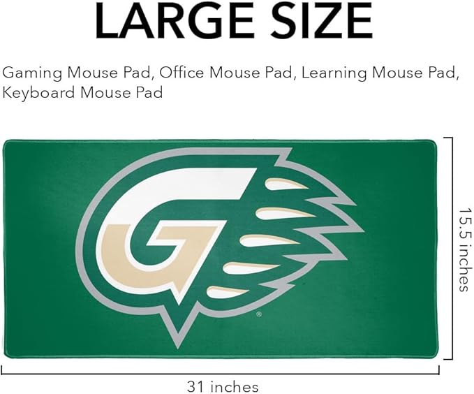 Georgia Gwinnett College Grizzlies Primary Logo Large Gaming Mouse Pad Desk Mat with Stitched Edges Non-Slip Base for Gamer Home and Office 31.5 x 15.7