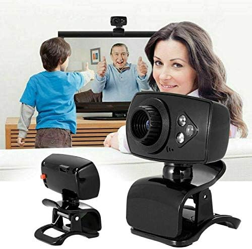 Computer Camera USB Web Camera 360 Degree USB HD Webcam Web Cam Clip-on Digital Camcorder with Microphone for Laptop PC Computer (Color : Black)