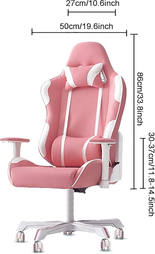 Office Chair Gaming Chair Computer Chair Gaming Chair with FootrestPU Leather Office Computer Chair with Headrest Lumbar SupportErgonomic Racing Recliner Game Cha(Size:50x86cm(20x34inch)Color:Pink)