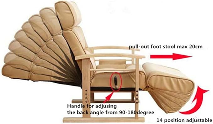Office Chair Gaming Chair Computer Chair Height Adjustable Leather Recliner with Pull Out Stool Living Room Reclining Sofa Chair Armchair Furniture (Color : Beige Size : M)