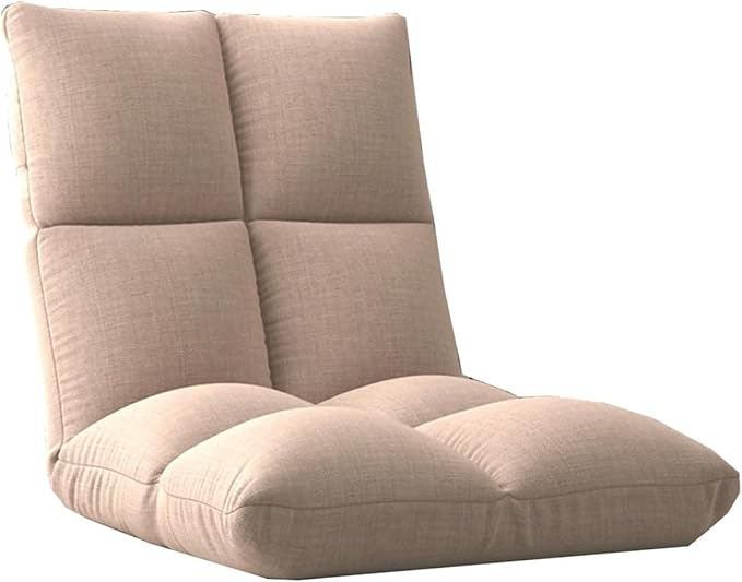 ELEFOCUS Floor Chair Adjustable Folding Floor Gaming Chair with 6-Position Adjustment Chaise Lounge Indoor with Back(Khaki)
