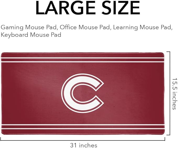 Colgate University Raiders Primary Logo Stripes Large Gaming Mouse Pad Desk Mat with Stitched Edges Non-Slip Base for Gamer Home and Office 31.5 x 15.7