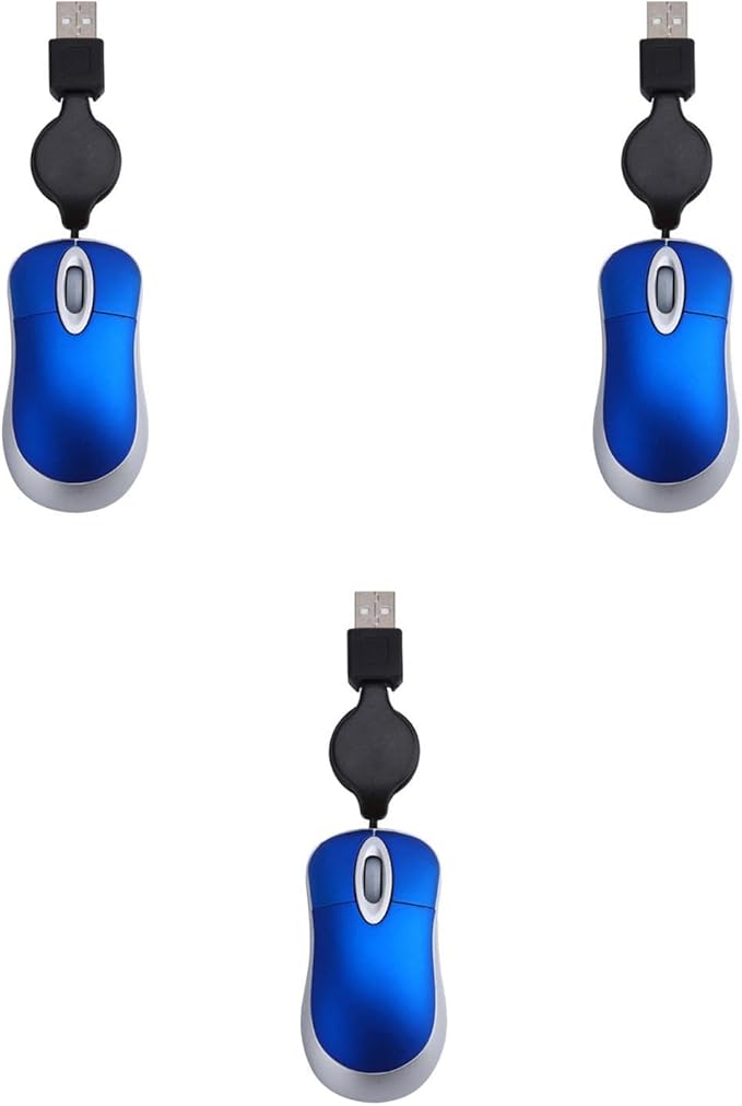 Veemoon 3pcs Mini Retractable USB Mouse Ultra Compact Laptop Mouse Portable Wiredmouse for PC Laptop Computer Home Office Outdoor Travel - Plug &ampAmp Play Corded Silent
