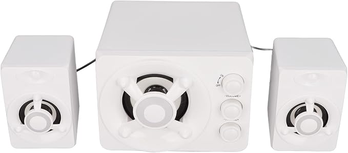 Wired Subwoofer Speakers Plug Play 2.1 USB Powered Stereo Multimedia Speaker with RGB LED Light for PC Laptop 3 Volume Control Knobs (New Version of White)