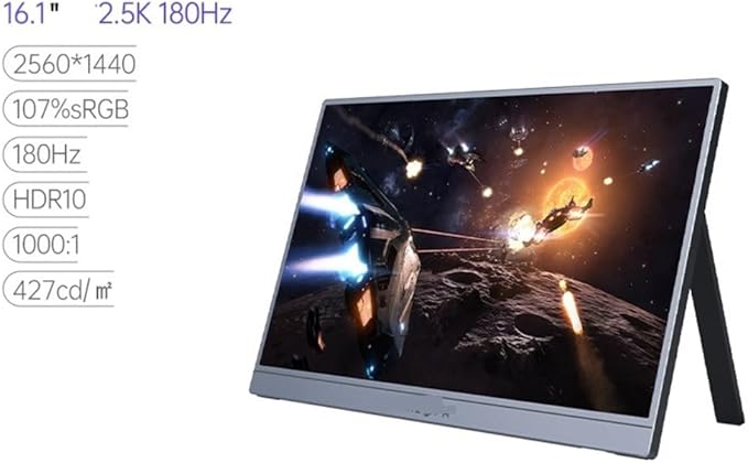 Flicker Free Portable Display 16.1 Inch 2.5K180Hz Laptop Computer Extended Mobile Phone Sub-Screen with Speakers