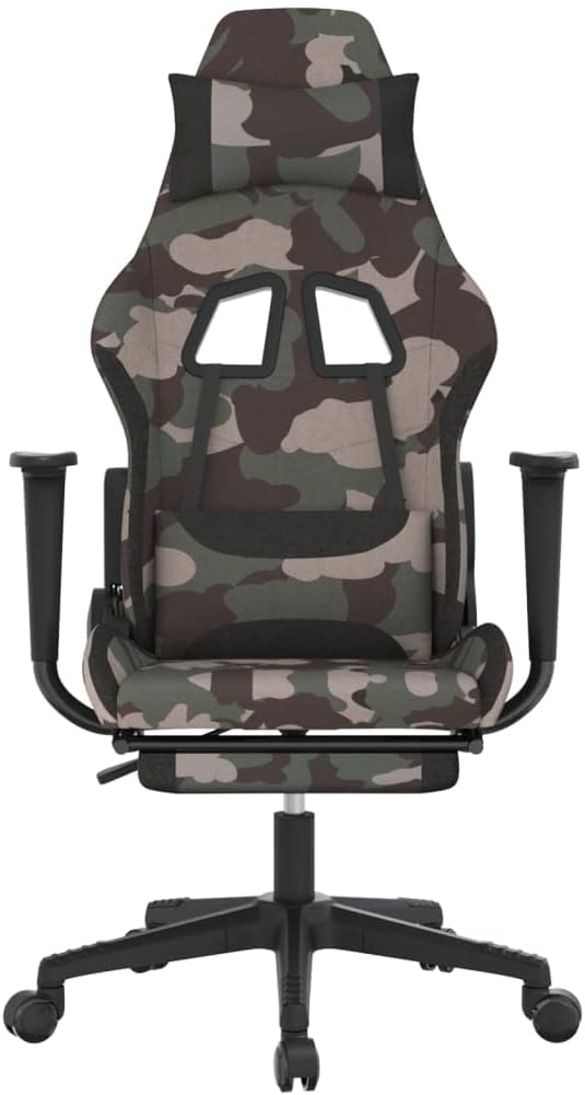 Gaming Chair with Footrest Ergonomic Office Chair Computer Chair with Footrest and Lumbar Support Height Adjustable Game Chair with 360°Swivel Seat Camouflage and Black Fabric