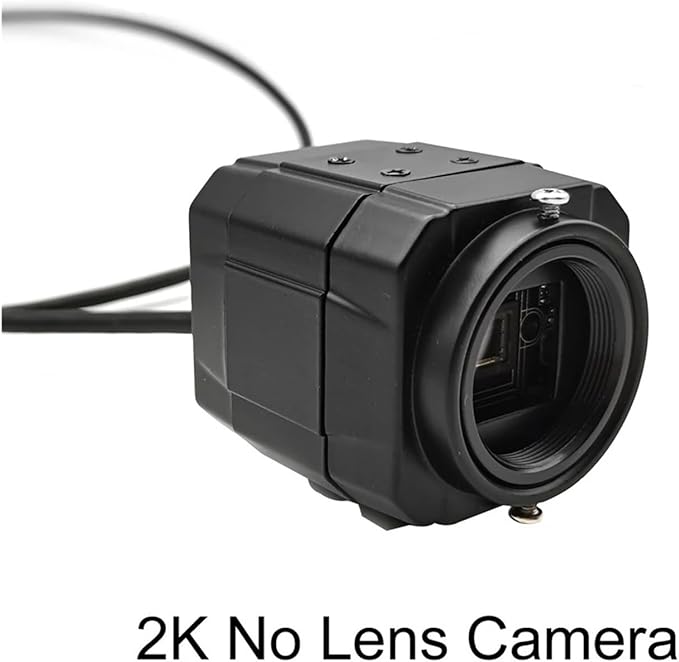HD 2K Webcam 30fps High Speed UVC OTG 4MP USB Camera with 2.8-12mm Varifocal CS Lens Plug and Play for YouTube Live Broadcast(2K No Lens Camera)
