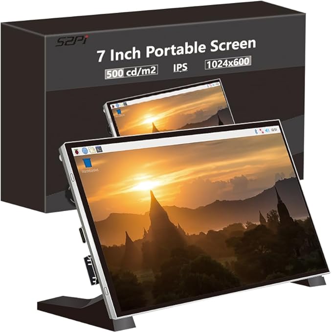 GeeekPi 7-Inch Screen for Raspberry Pi 1024x600 IPS LCD Display HDMI Portable Monitor for Pi 5/4B/3B+/3B Win11/10/8/7 Free-Driver