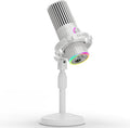 BASN USB/XLR Dynamic Microphone for Podcasting Live Streaming Gaming Recording with RGB Mute Button Headphone Monitoring and MIC Stand (White) SL2000