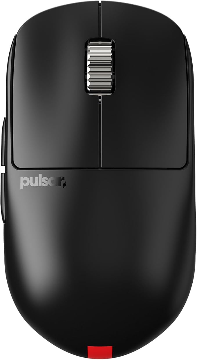 Pulsar Gaming Gears - X2H eS Wireless Gaming Mouse Symmetrical Optical Switch OLED Display Driverless PAW3395 Sensor 100H Battery 4K dongle Included (Medium Black) (Renewed)