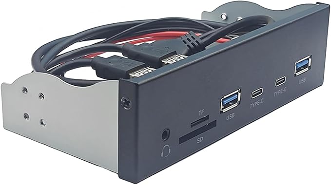 USB Front Panel hub USB3.2 Gen1 5.25Inch Front Panel with Double USB3.0 Type C Port and Memory Card Reader Earphone Adapter
