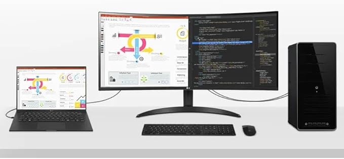 LG 34 WQHD Curved Monitor 100Hz IPS HDR 10 AMD FreeSync PBP Auto Input Switch Dual Controller 1 x DisplayPort 2 x HDMI Black