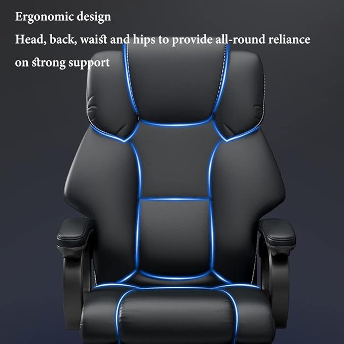 GIZNXBA Massage Office Chair Desk Chair Executive Office Chair High Back Gaming Chair with Soft Armrest Height Adjustable Ergonomic Computer Chair with Lumbar Support (Color : /Khaki)