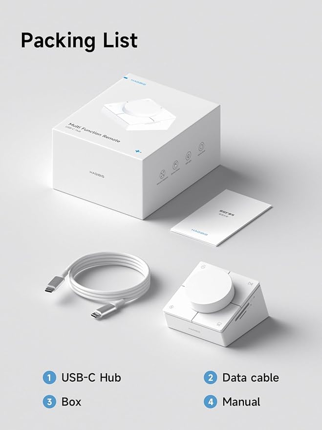 Hagibis Knob USB C Hub with Shortcut Buttons RGB Type-C Docking Station with 5Gbps USB-C 2 USB3.0 3.5mm Jack SD/Micro SD3.0 USB2.0 for MacBook iPad Pro Laptop (White AG)