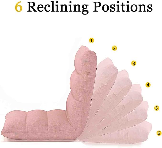 Indoor Loungers Heavy Duty Floor Chair with Back Support Home &amp Office Relax Seat Cushions Fold Up Padded Bed Chair (Color : Pink)