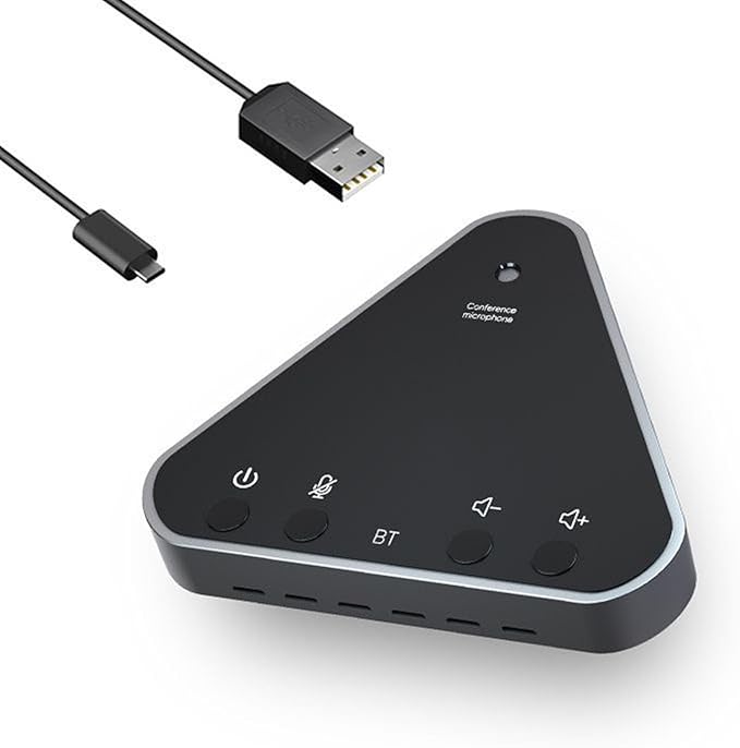 Conference Speaker and Microphone Bluetooth Speakerphone with 360° Voice Pickup USB-C Plug &amp Play Compatible with Leading Platforms for Personal Workspaces